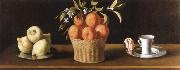 Francisco de Zurbaran still life with lemons,oranges and a rose oil painting reproduction